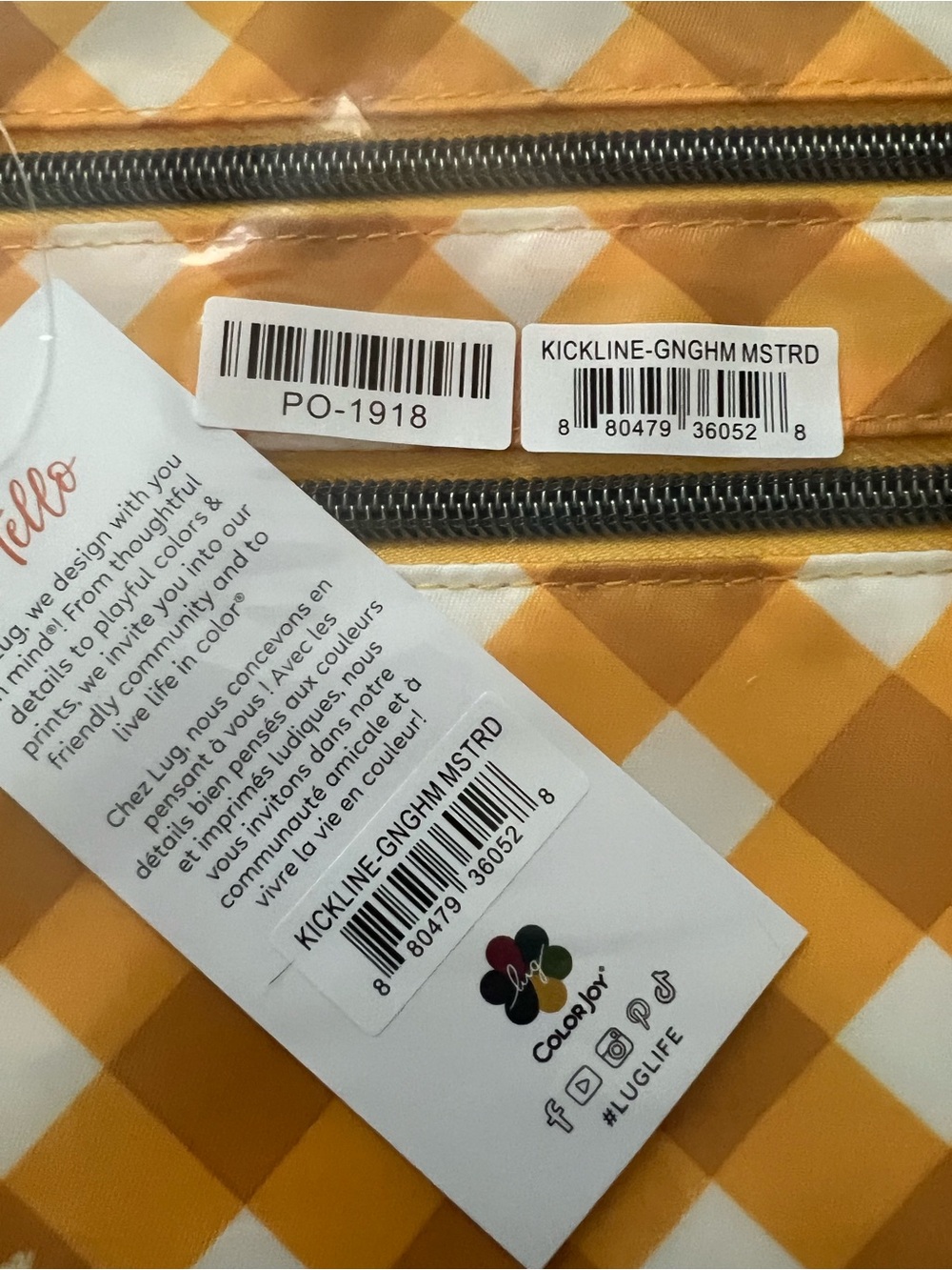 lug Yellow Gingham Triple-Zip Cosmetic Pouch - Picture 2 of 2